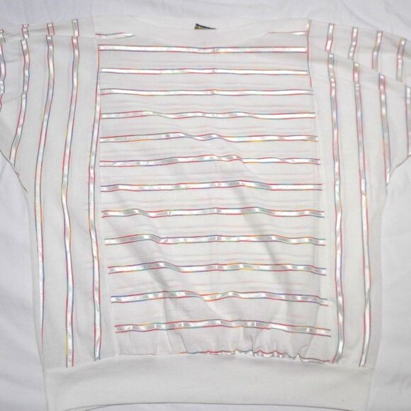 Vintage Style Plus of California Ladies Rainbow Ribbon Inlay Top Sz M - Picture 1 of 6